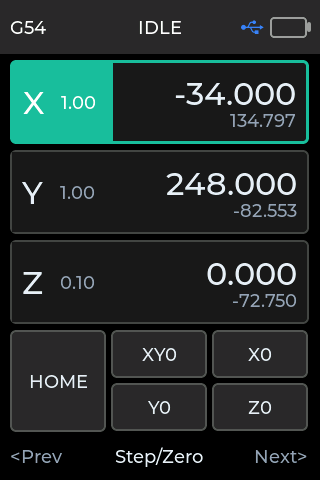 Pendant jog screen