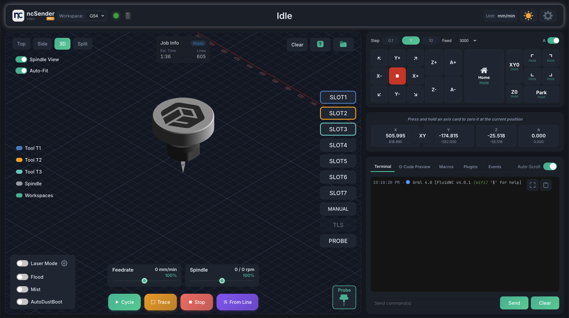 ncSender main interface